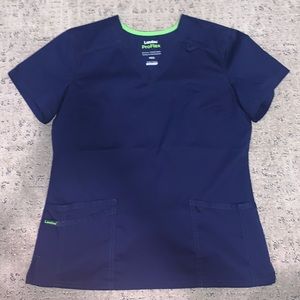 Navy blue Landau ProFlex scrubs set